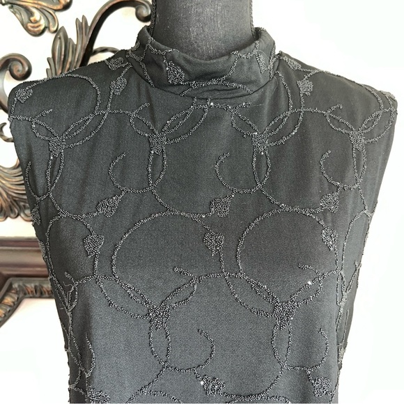 Caron Components Women’s Black Beaded Vintage Sleeveless Mock Turtleneck Top L - Picture 11 of 14